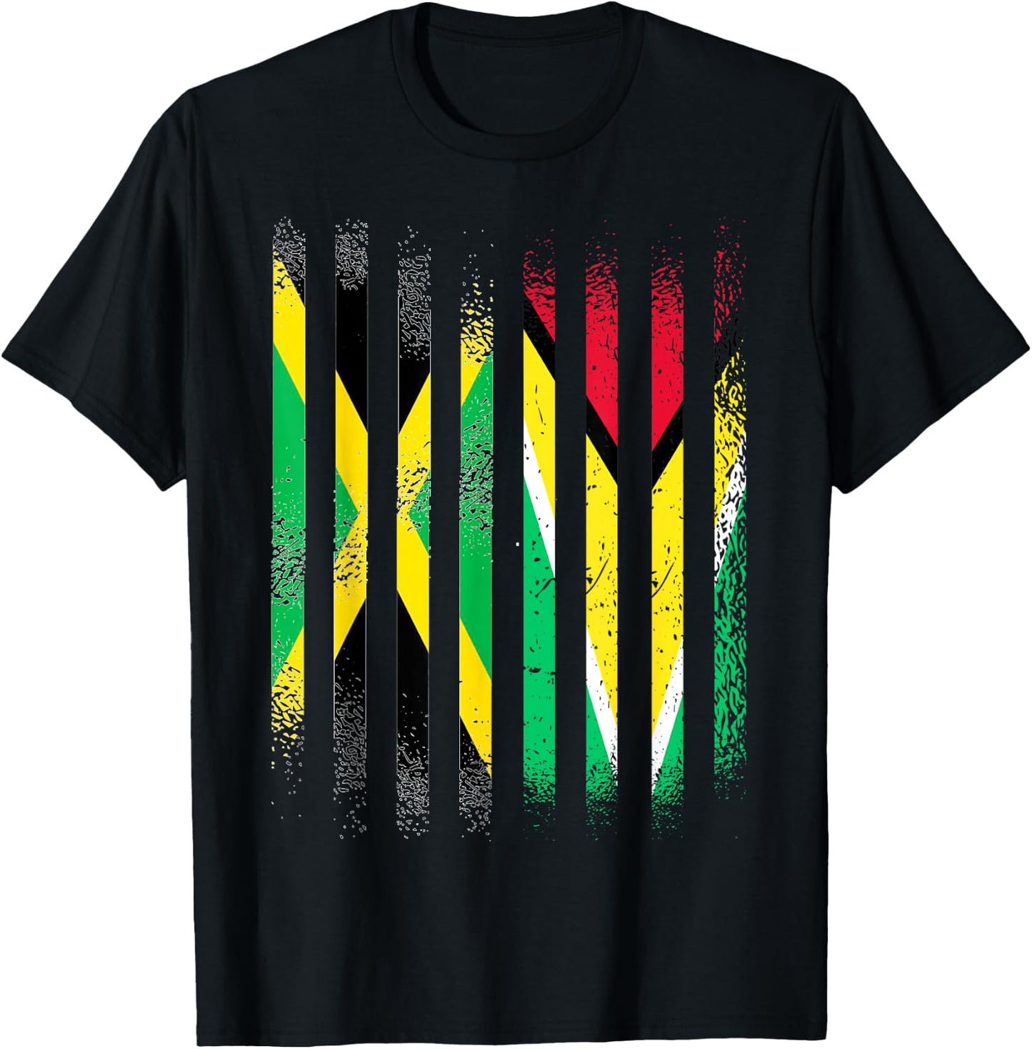 Jamaica Flag Guyana Grown Country Flags Stripes T-Shirt - T-Shirt | Black