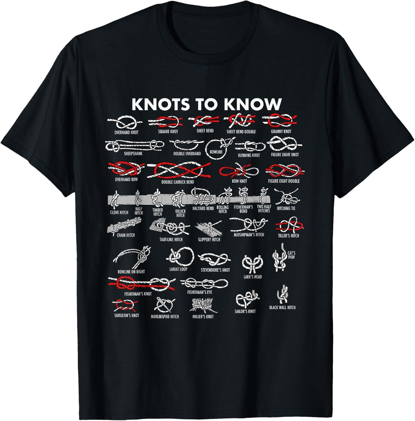 Knots To Know Camping Boys Girls Knots T-Shirt - T-Shirt | Black