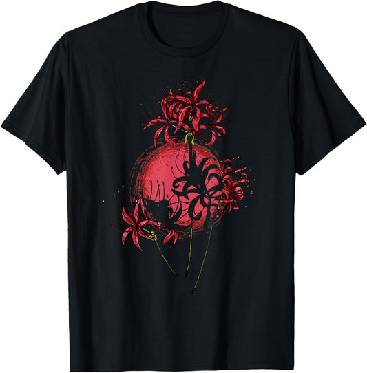Japanese Spider Lily Lycoris Grunge Anime Aesthetic Flower T-Shirt - T-Shirt | Black