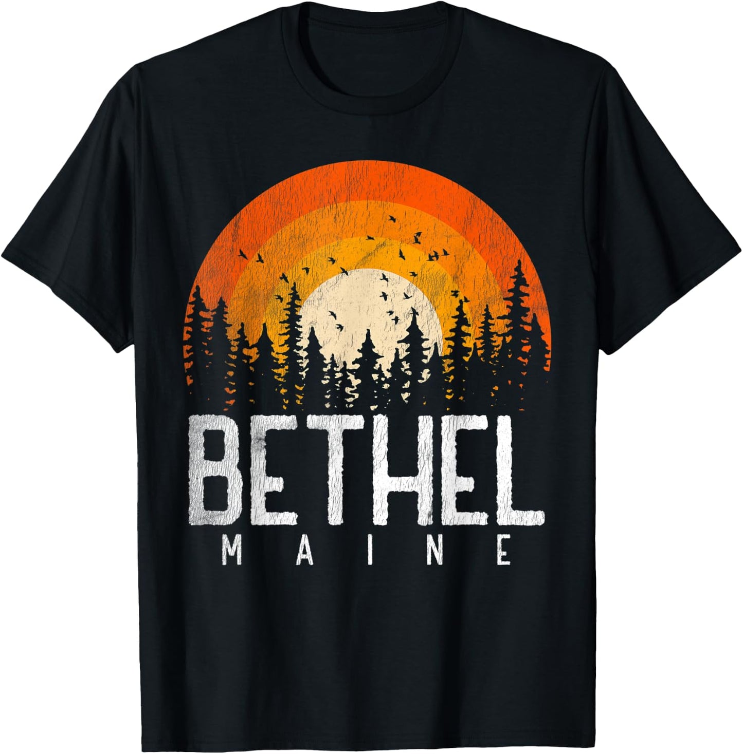 Bethel Maine ME Shirt Retro Style Vintage 70s 80s 90s Gift T-Shirt - T-Shirt | Black