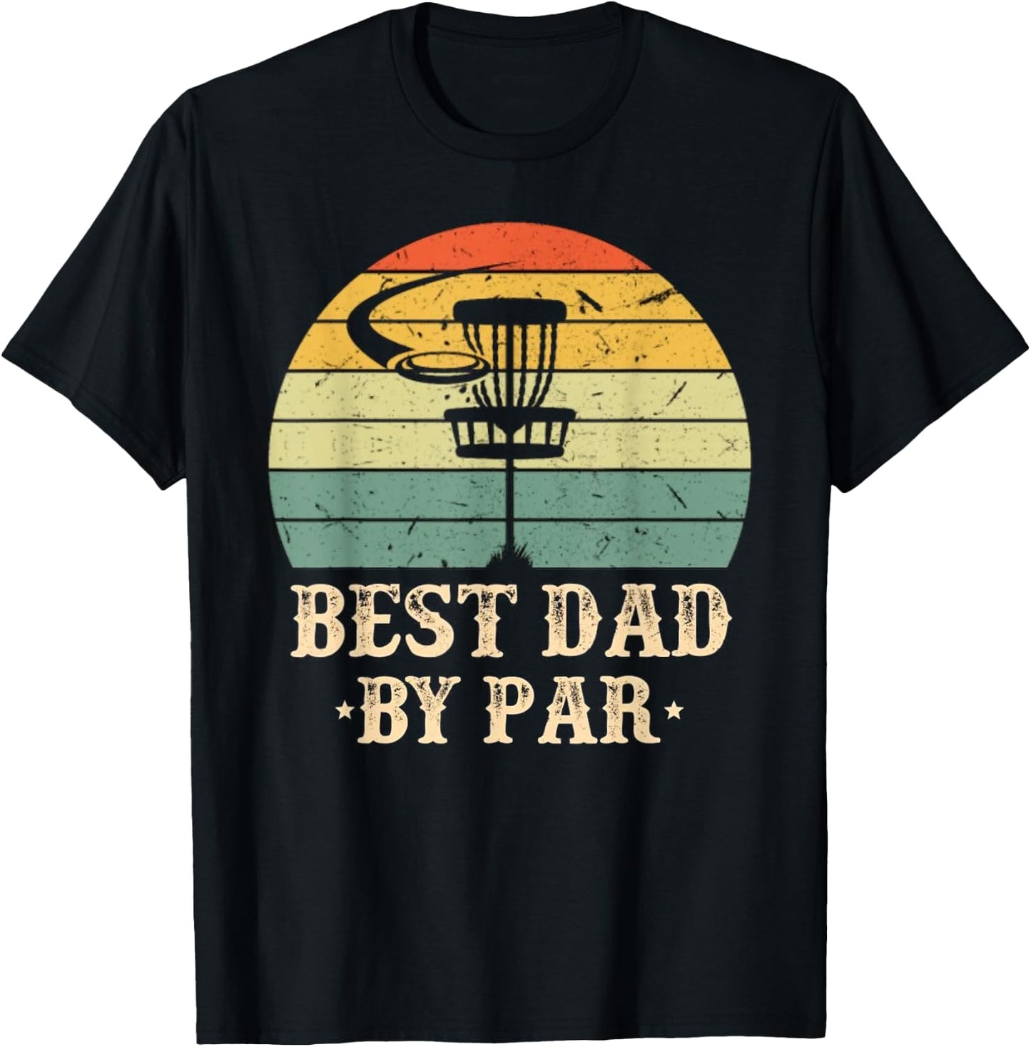 Vintage Best Dad By Par Disc Golf Fathers Day T-Shirt - T-Shirt | Black