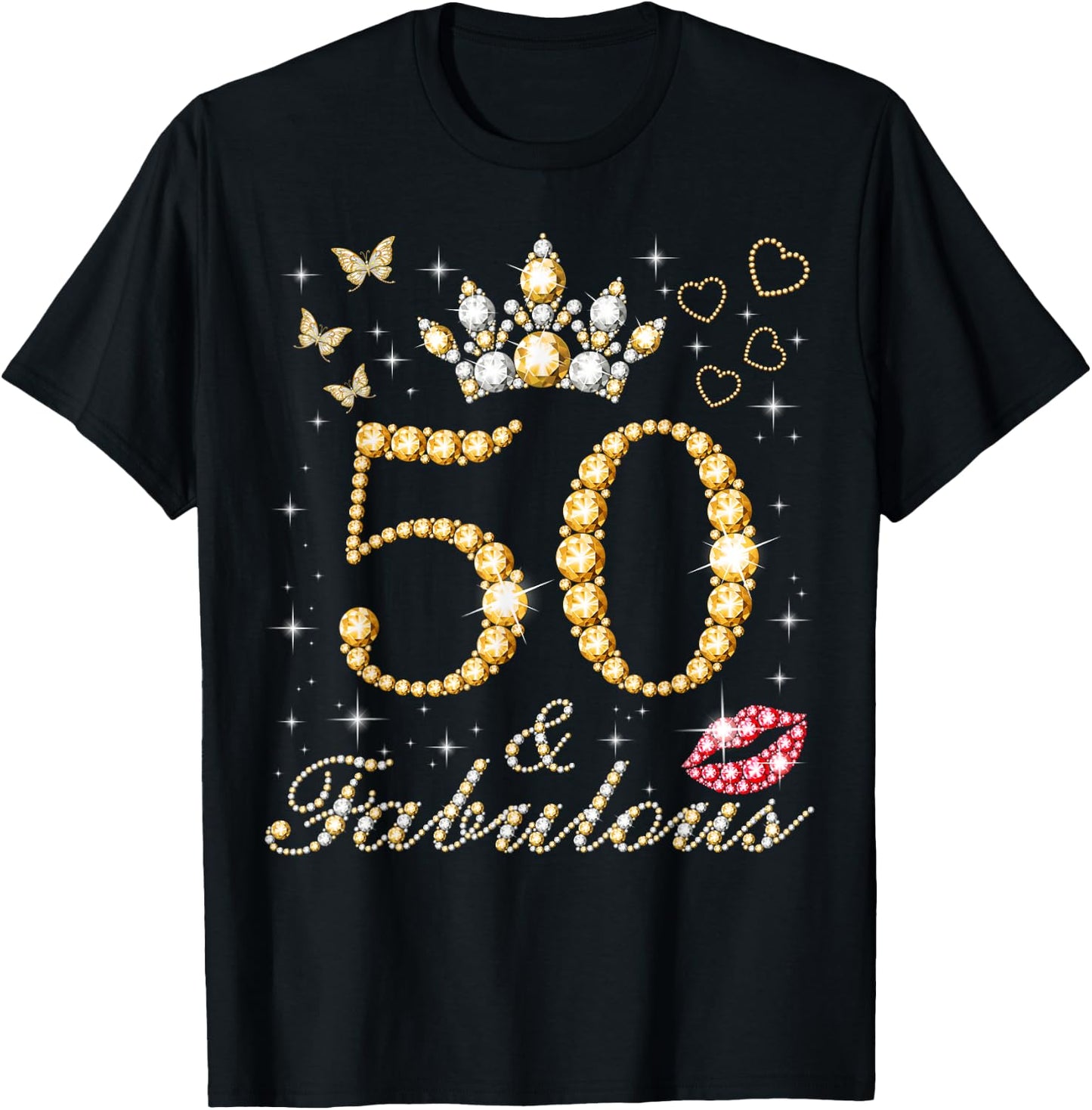 50 & Fabulous 50th Birthday 50 Years Old And Fabulous Queen T-Shirt - T-Shirt | Black