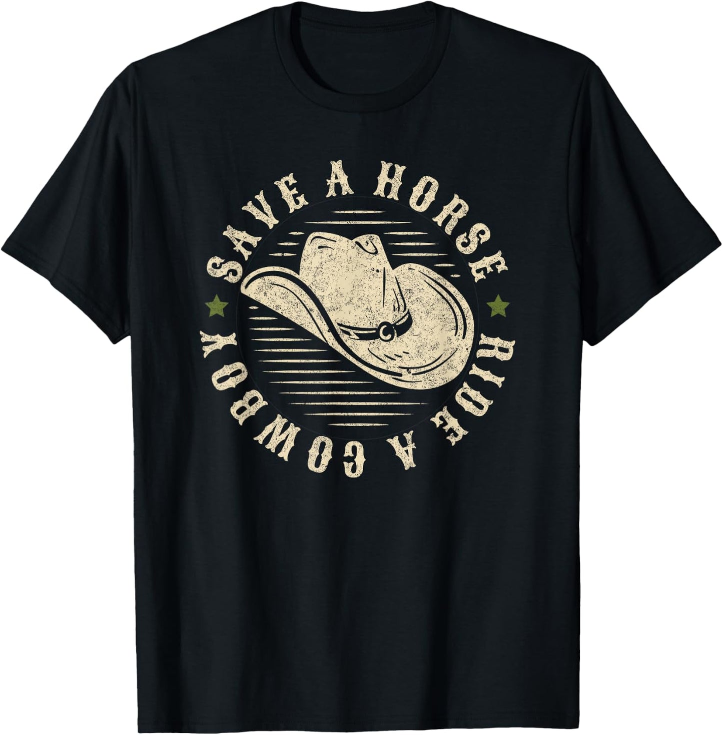 Farm Lover, Country Outfits Save a Horse Ride a Cowboy, Funny Cowgirl Cowboy T-Shirt - T-Shirt | Black