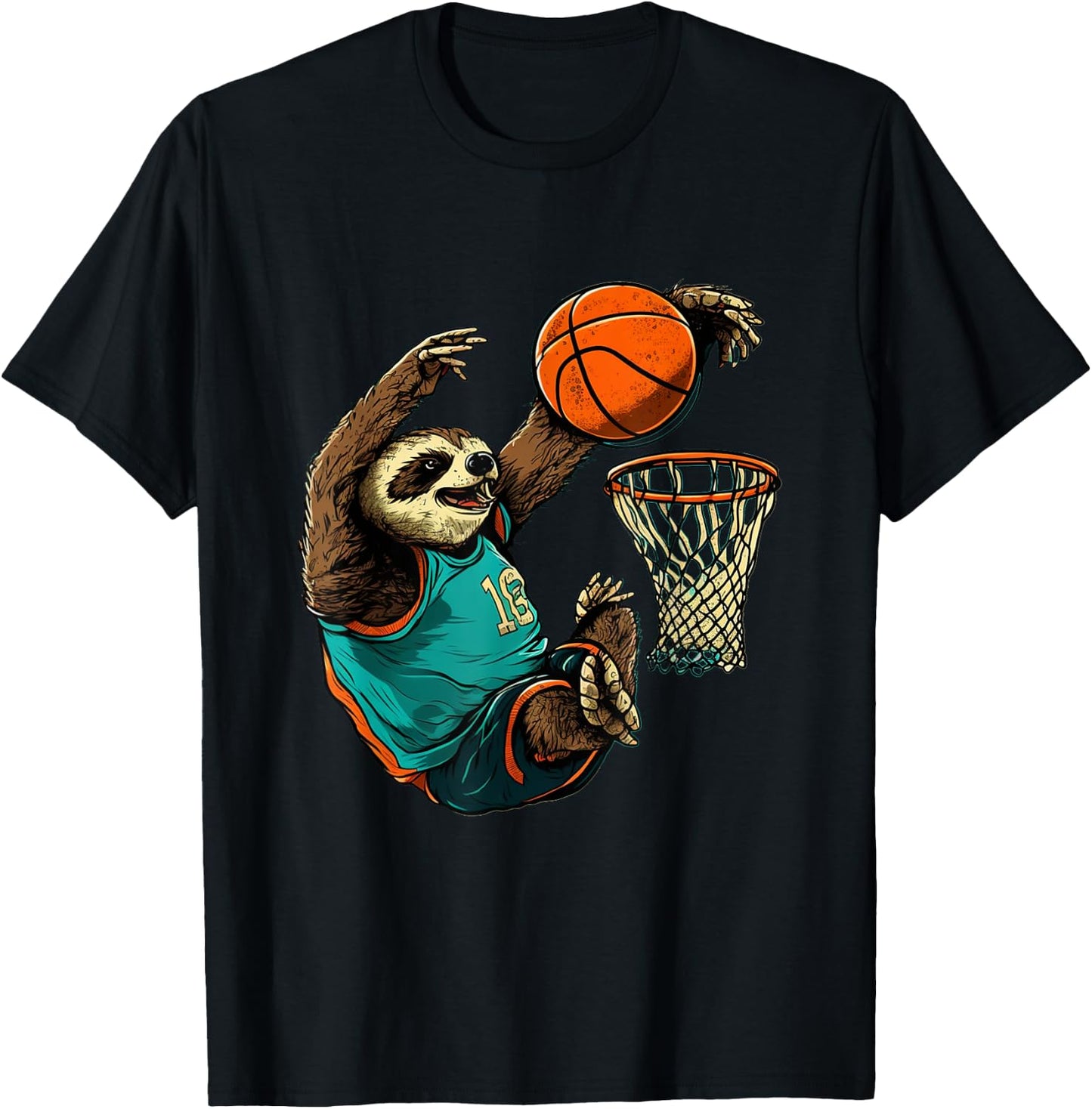 Basketball Sloth Bball Team Sport Funny Basketball Player T-Shirt - T-Shirt | Black