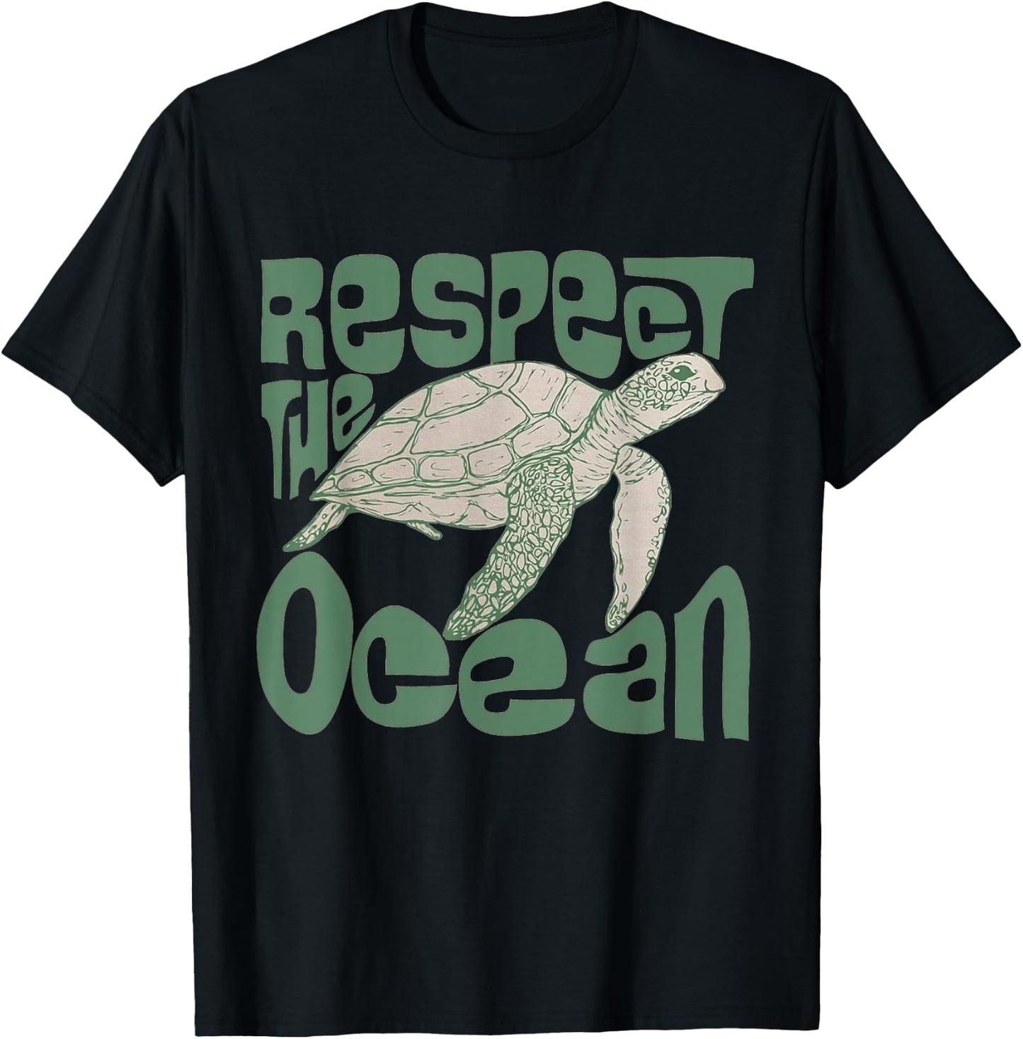 Respect The Ocean Turtle T-Shirt - T-Shirt | Black