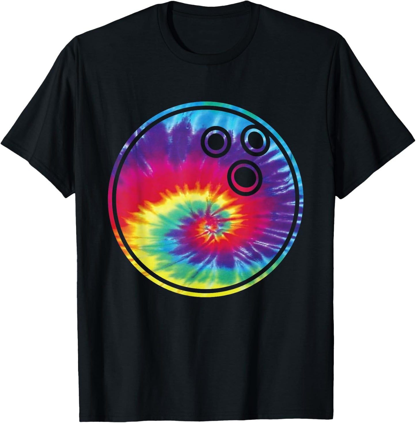 Bowling Tie Dye Rainbow Kids Boys Teenage Men Girls Gift Fun T-Shirt - T-Shirt | Black