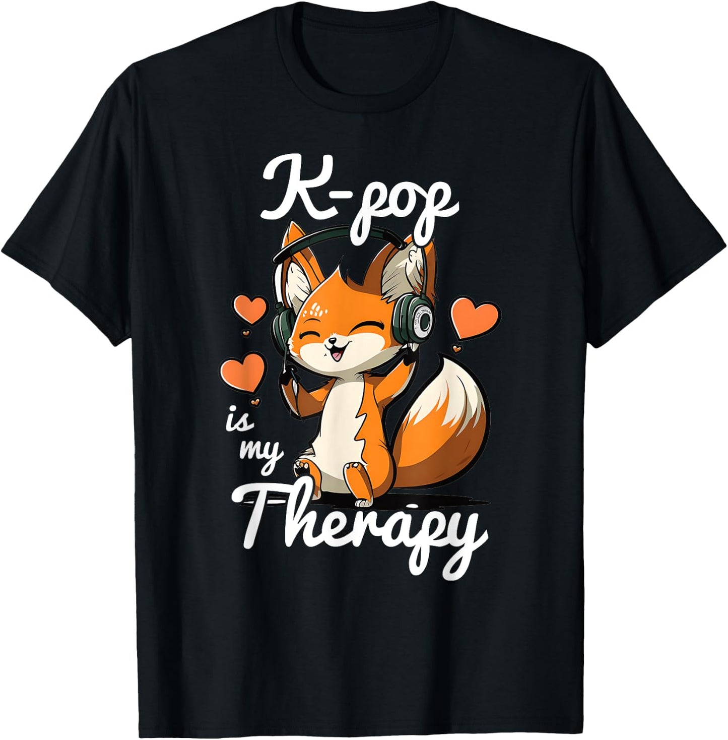 Kpop is My Therapy Fox Korean Pop Merch K-pop Merchandise T-Shirt - T-Shirt | Black