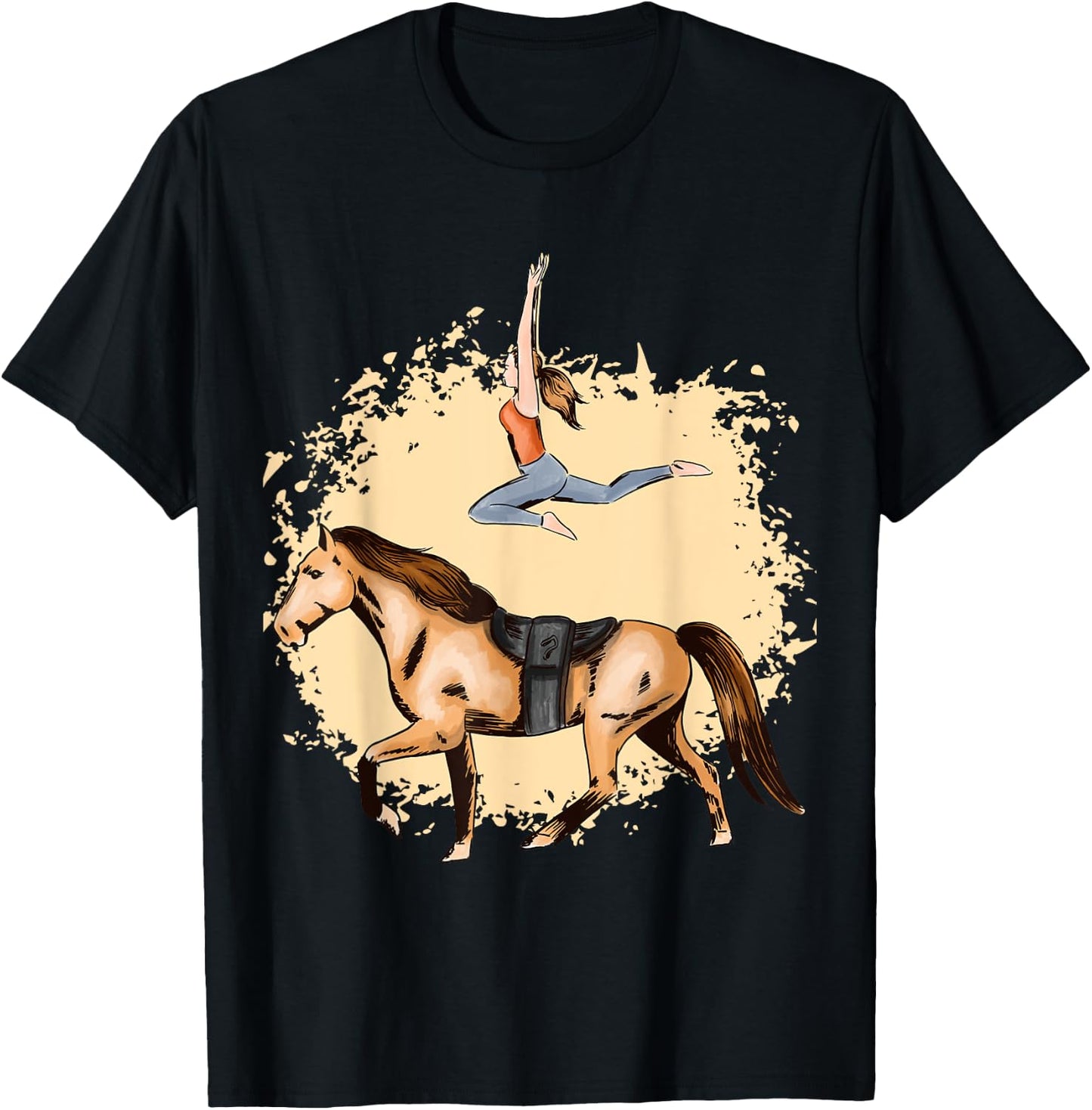 Horse Lovers Horseback Riding Trick Equestrian Saddle T-Shirt - T-Shirt | Black