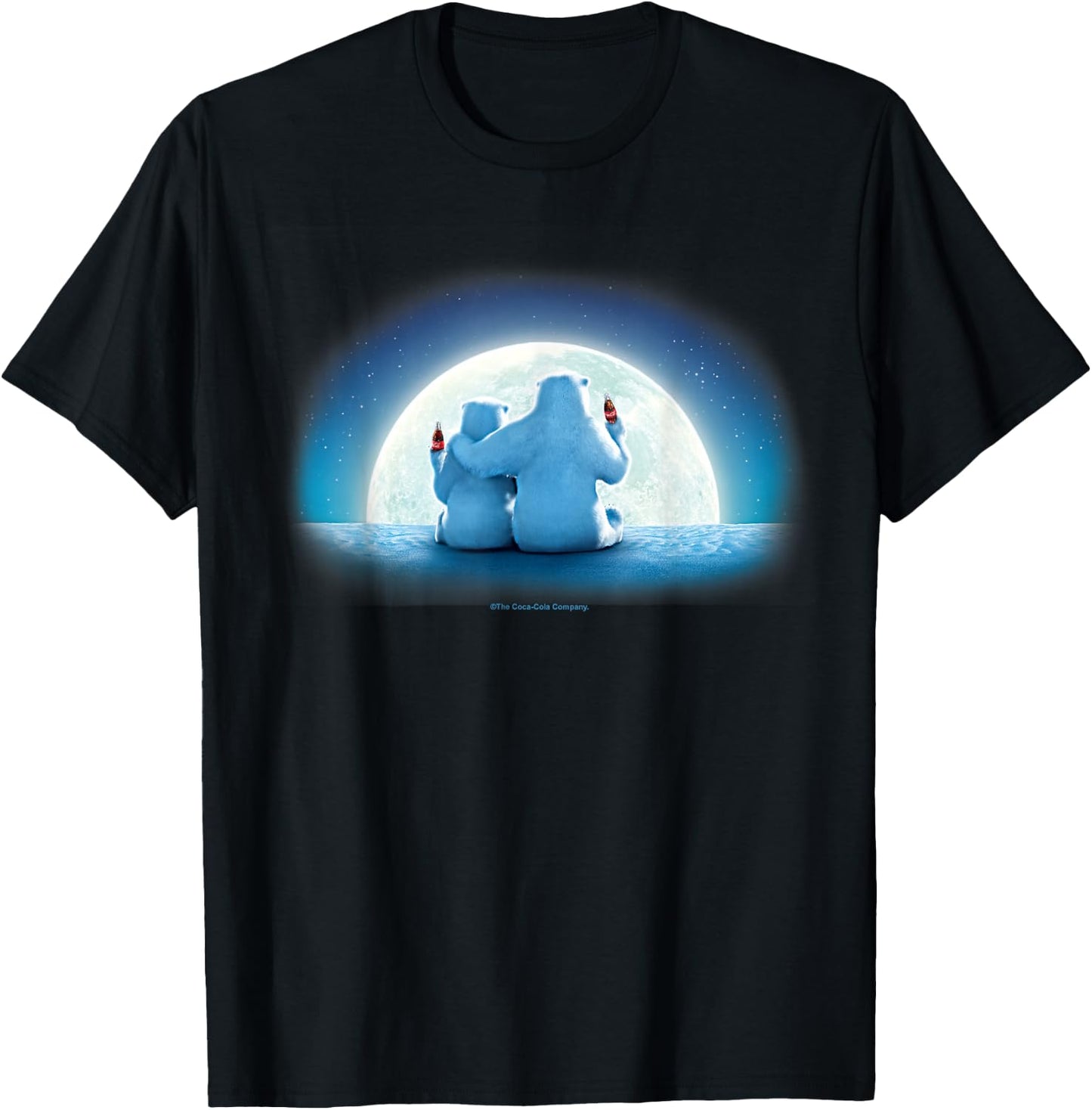 Coca-Cola Christmas Polar Bears Moonlight Portrait T-Shirt - T-Shirt | Black