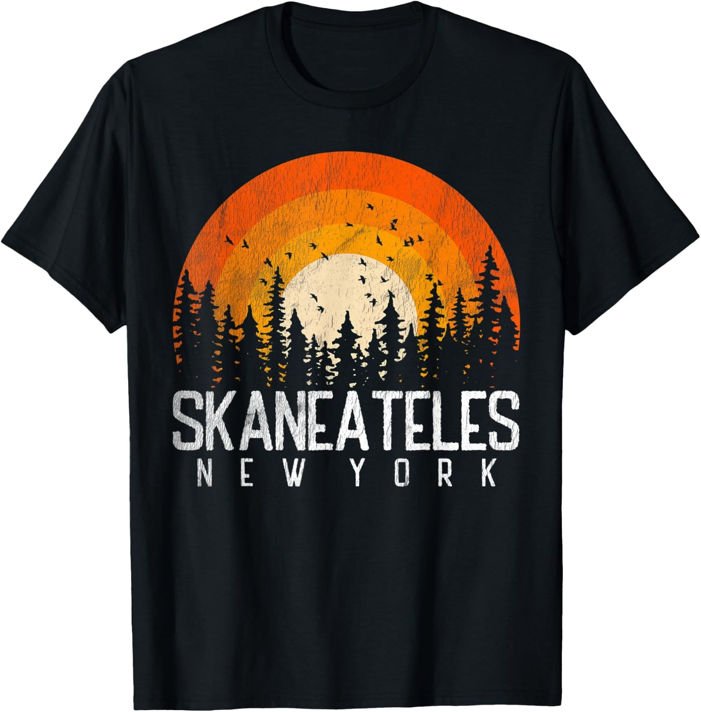 Skaneateles New York NY Shirt Retro Vintage 70s 80s 90s Gift T-Shirt - T-Shirt | Black