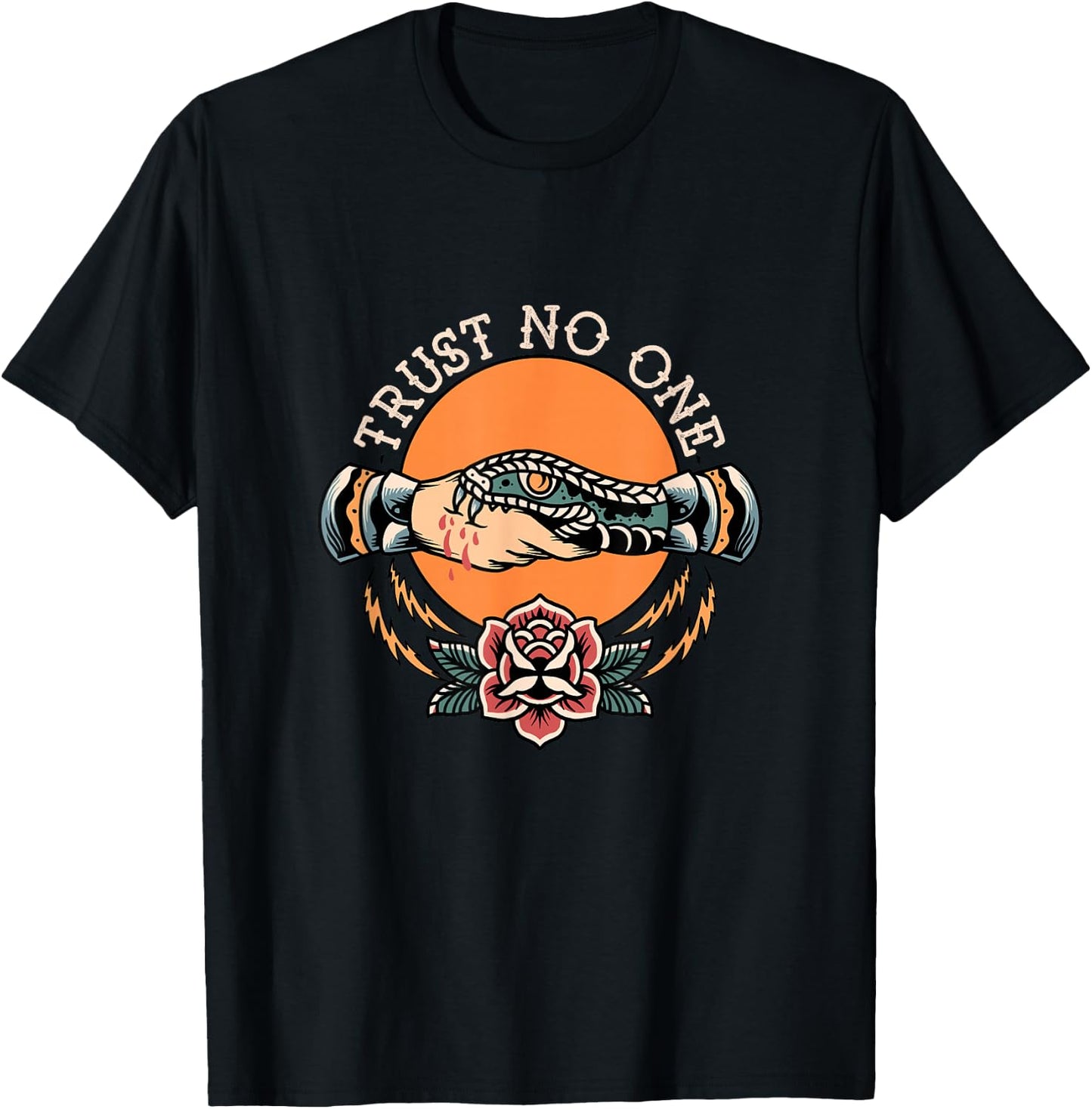 Do not trust anyone handshake snake traditional T-Shirt - T-Shirt | Black