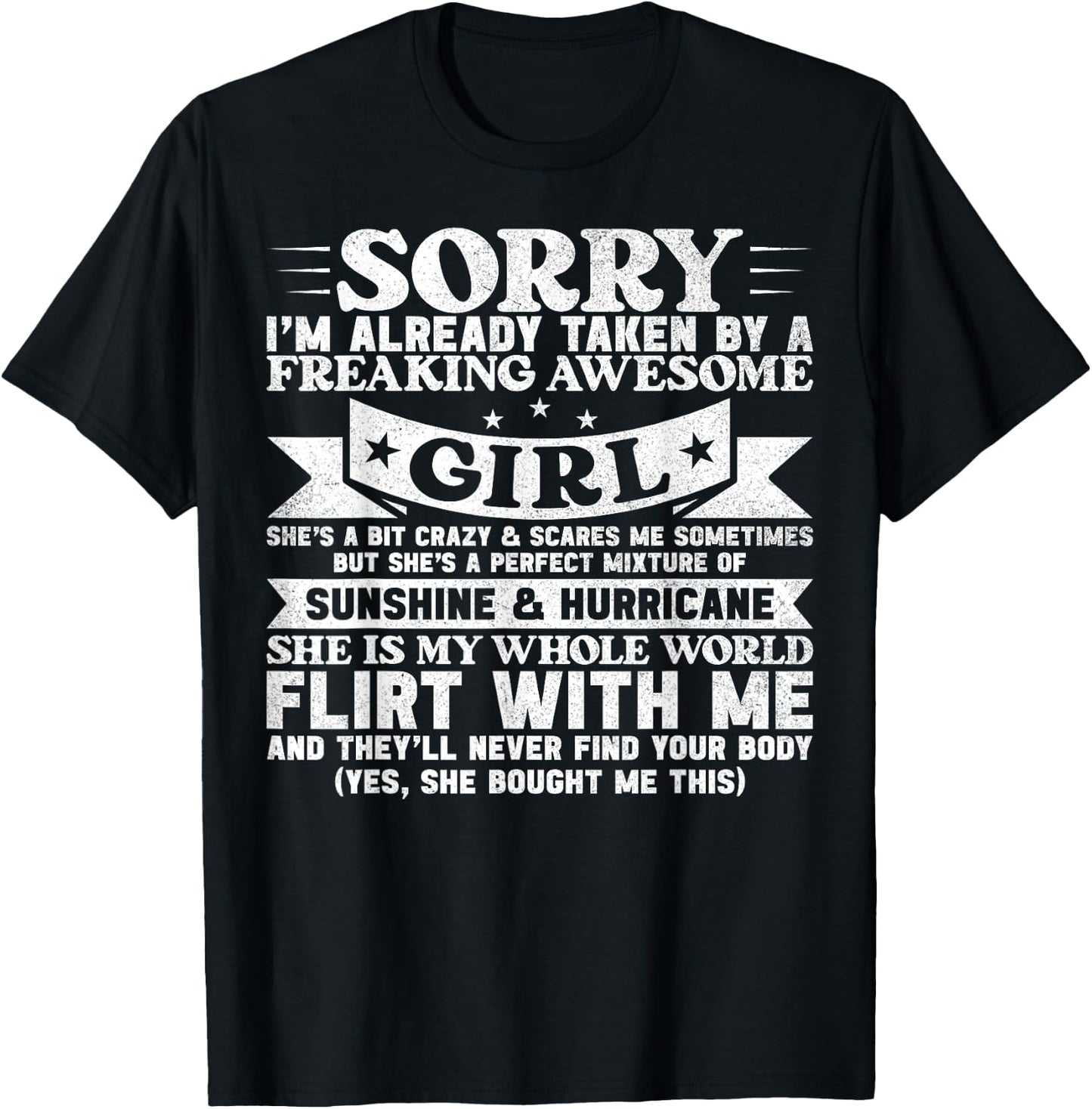 Sorry I'm Already Taken By Freaking Awesome Girl Boyfriend T-Shirt - T-Shirt | Black