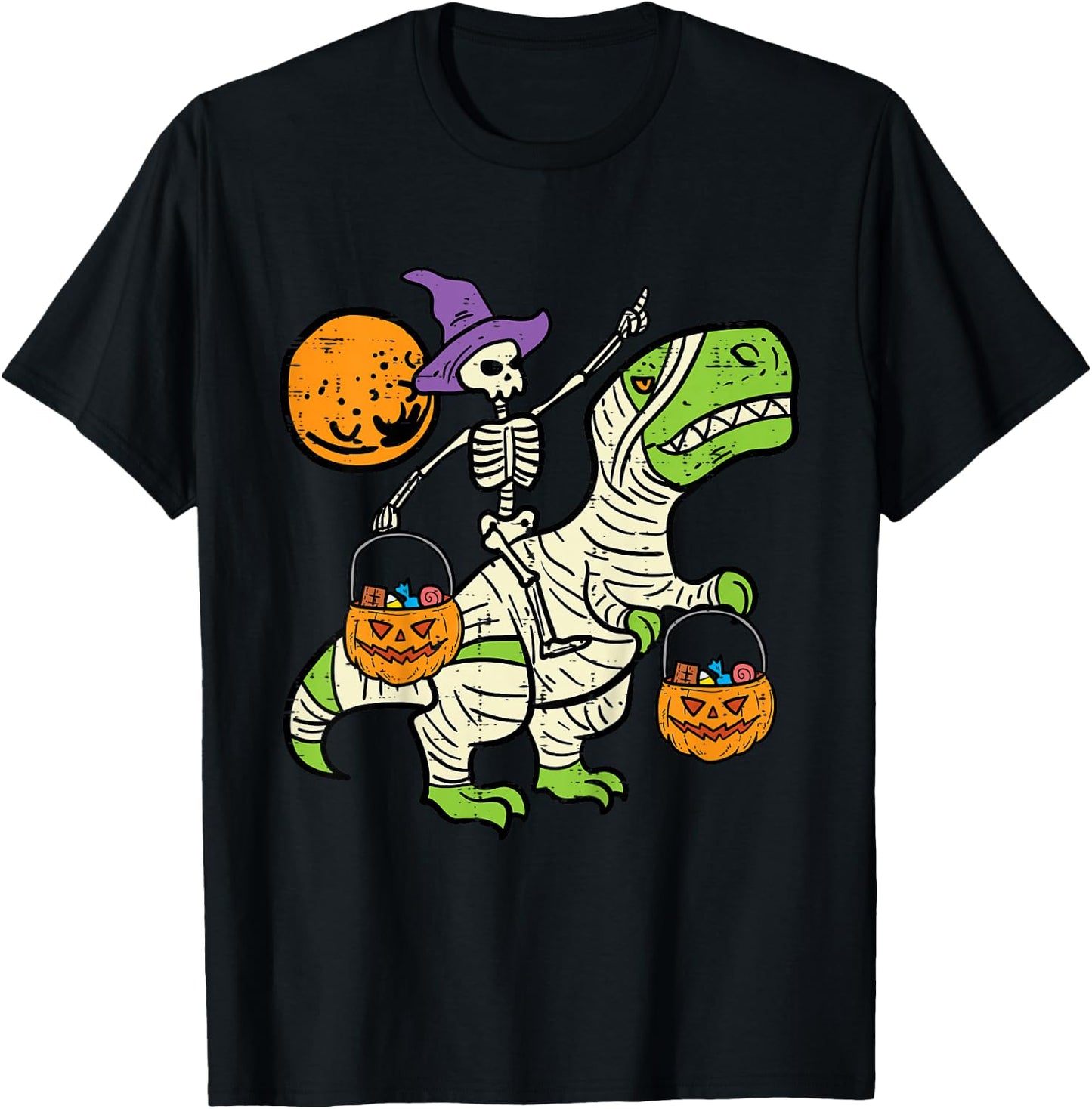 Kids Skeleton Dino Pumpkin Halloween Costume Toddler Boys Kids T-Shirt - T-Shirt | Black