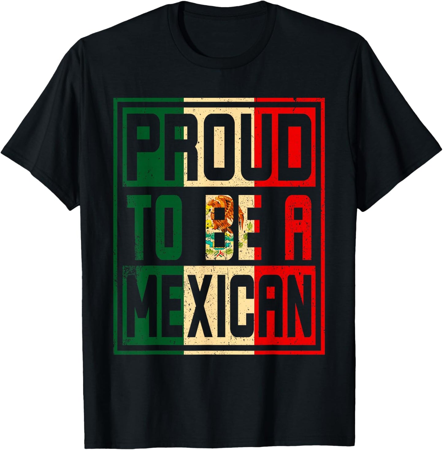 Vintage Mexico Flag Proud to be a Mexican Proud Mexican T-Shirt - T-Shirt | Black