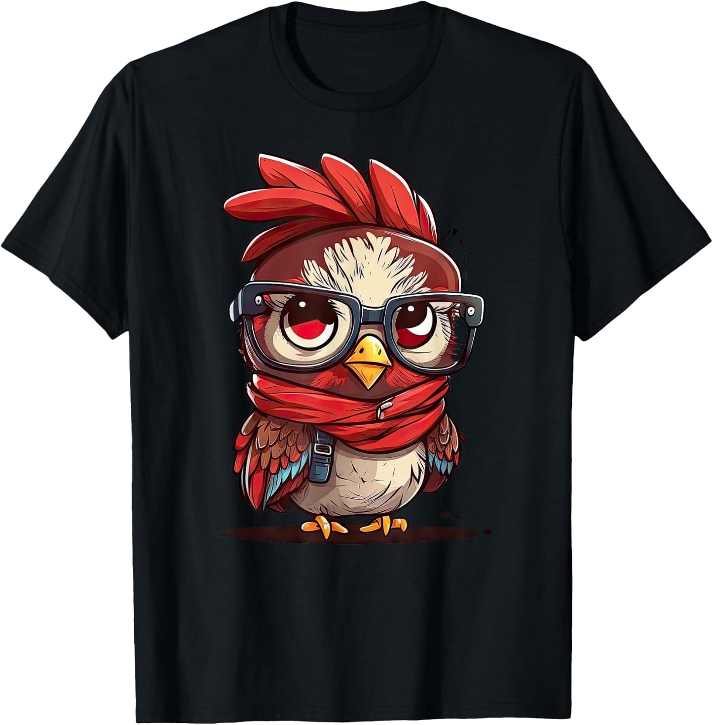 Cute Chicken With Bandana Headband and Glasses Women Girl T-Shirt - T-Shirt | Black