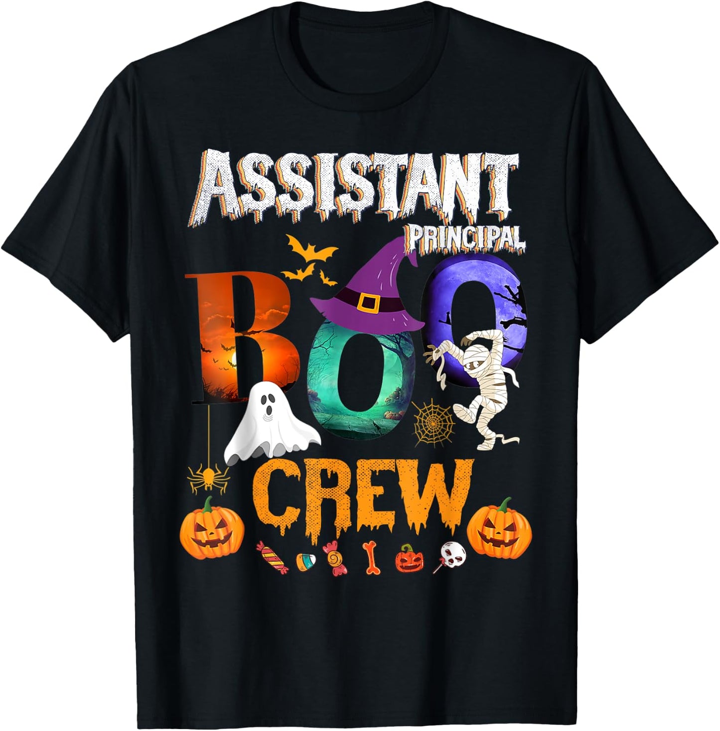 Assistant Principal Boo Crew Teacher Student Funny Halloween T-Shirt - T-Shirt | Black