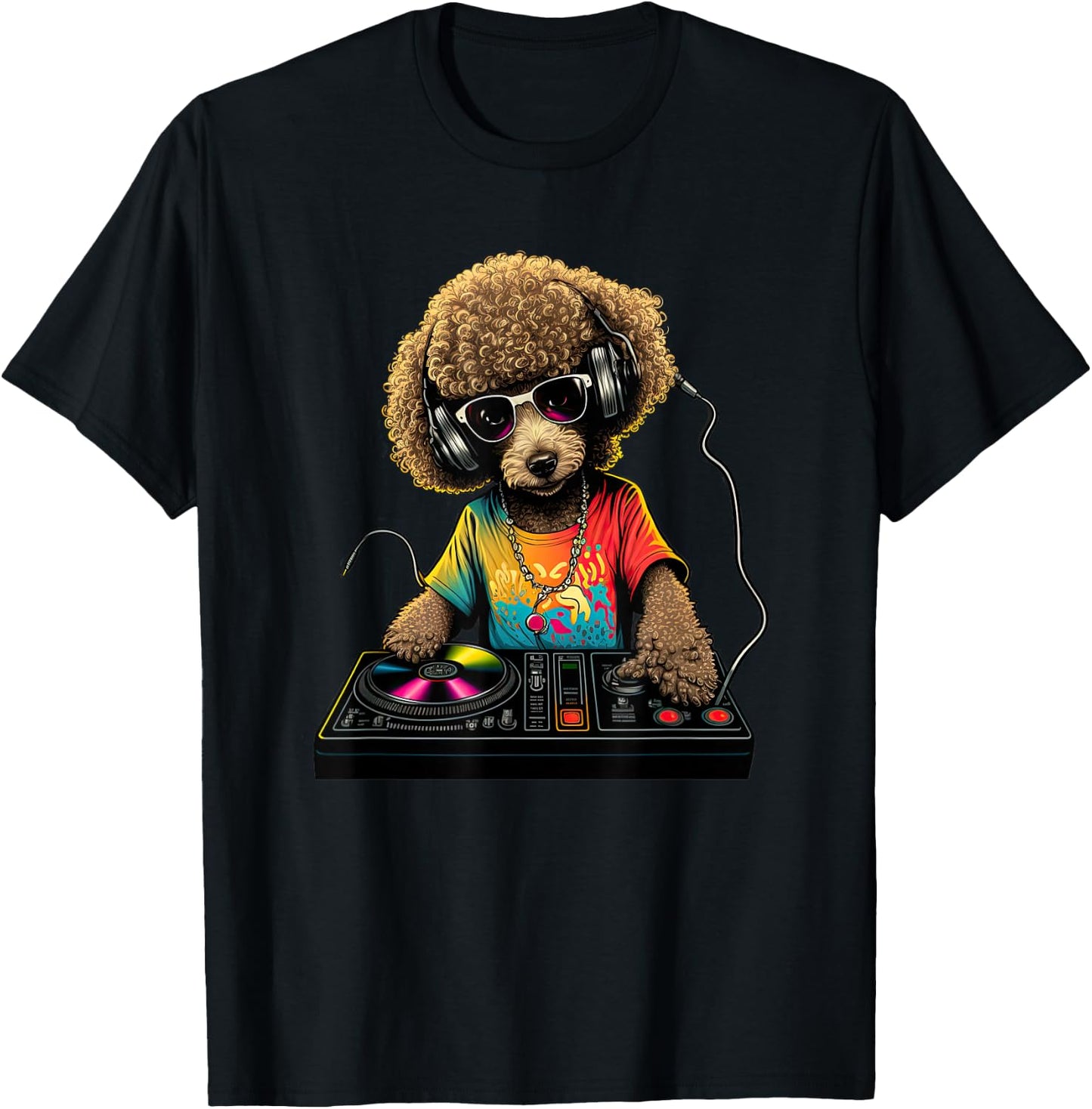 Funny Poodle Dog Miniature Poodle Toy Poodle DJ Electronic T-Shirt - T-Shirt | Black