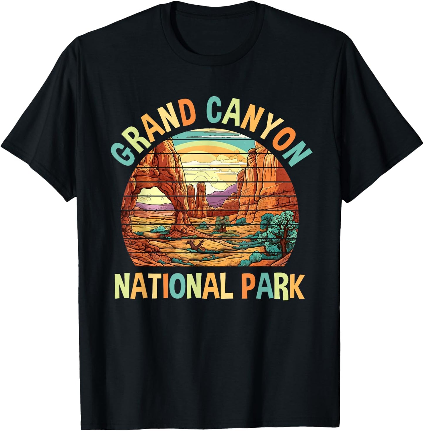 Retro Grand Canyon National Park Shirt Arizona US Hiking T-Shirt - T-Shirt | Black