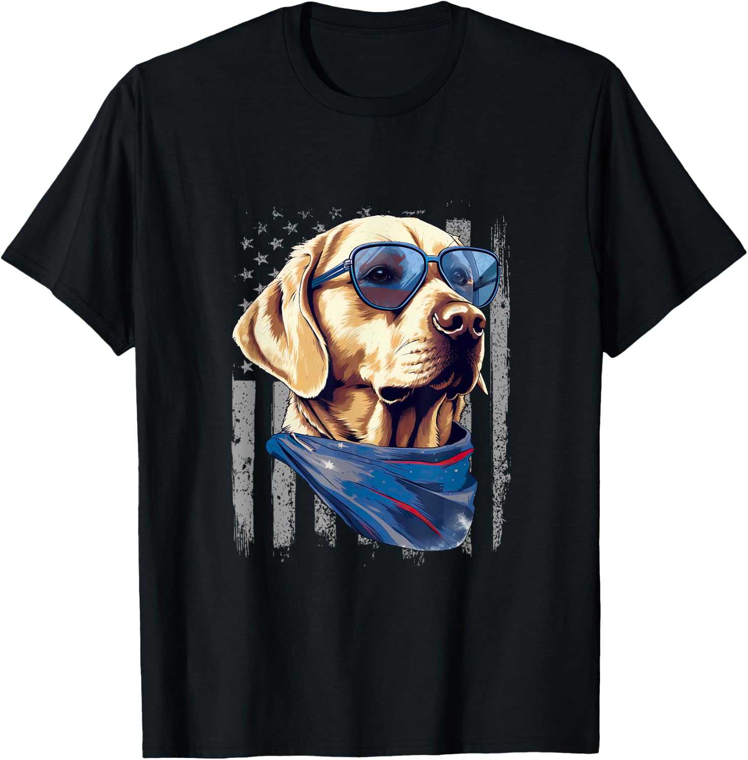 American Flag Yellow Labrador 4th Of July USA Yellow Lab T-Shirt - T-Shirt | Black