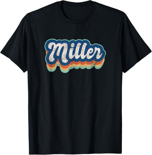 Miller First Name Boy Vintage Style 70s 80s Personalized T-Shirt - T-Shirt | Black