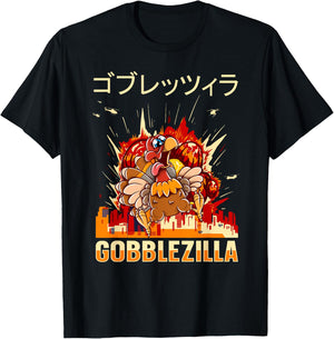 Turkey Day Thanksgiving Gobblezilla T-Shirt - T-Shirt | Black