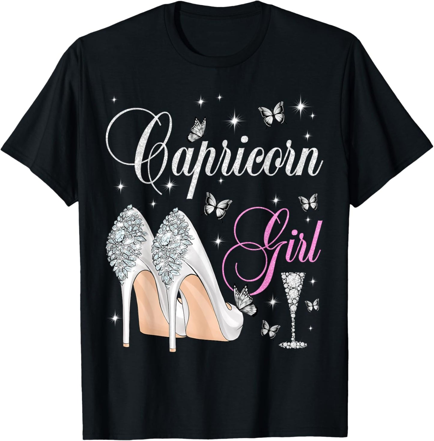 Capricorn Girl December January Birthday Party Zodiac T-Shirt - T-Shirt | Black