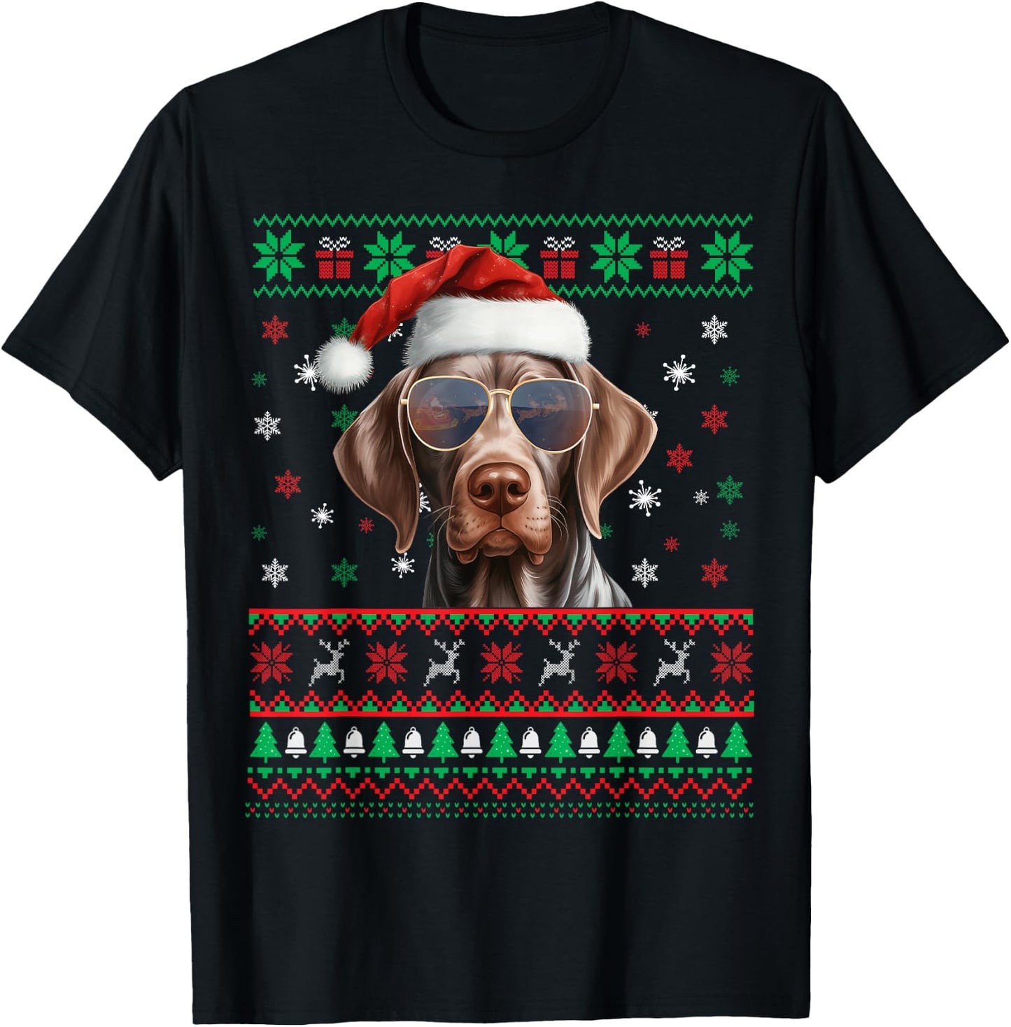 Christmas Pajama Matching German Shorthaired Pointer Xmas T-Shirt - T-Shirt | Black