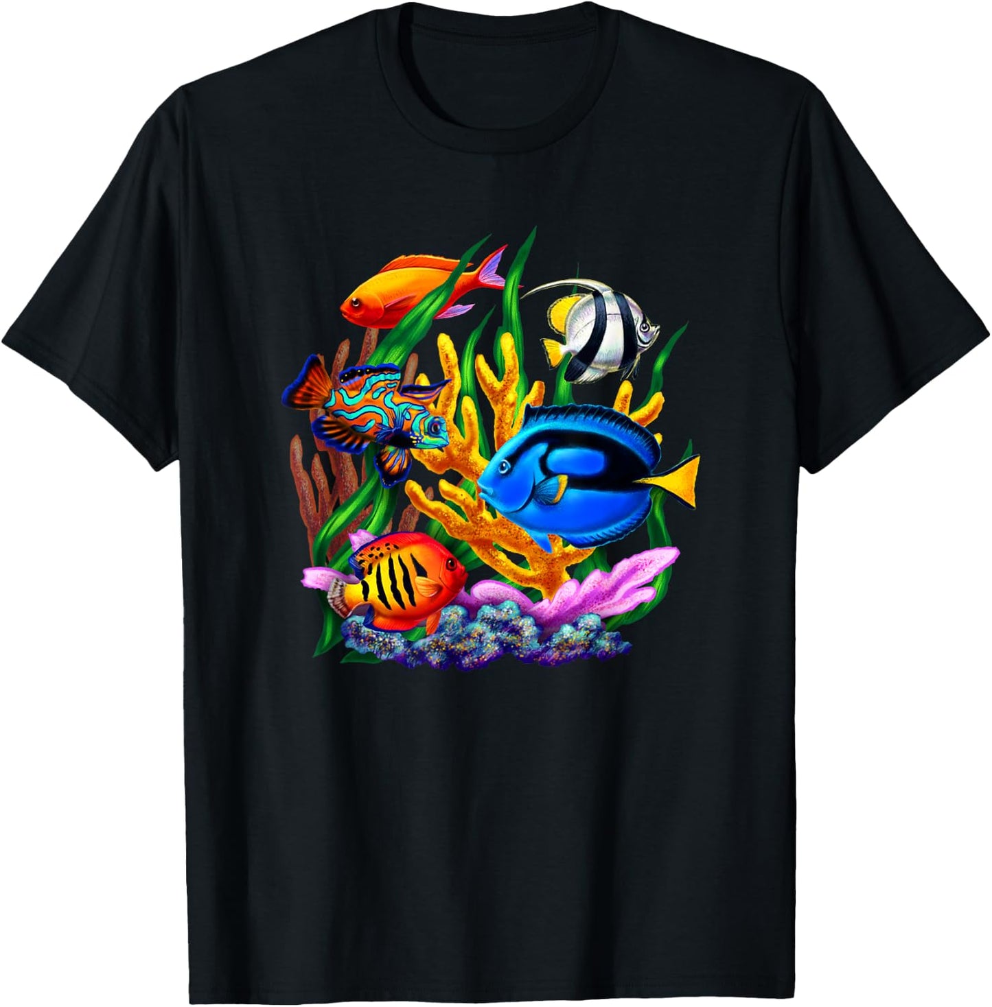 Netter Fisch Sealife Design Tropical Fish Graphic T-Shirt - T-Shirt | Black