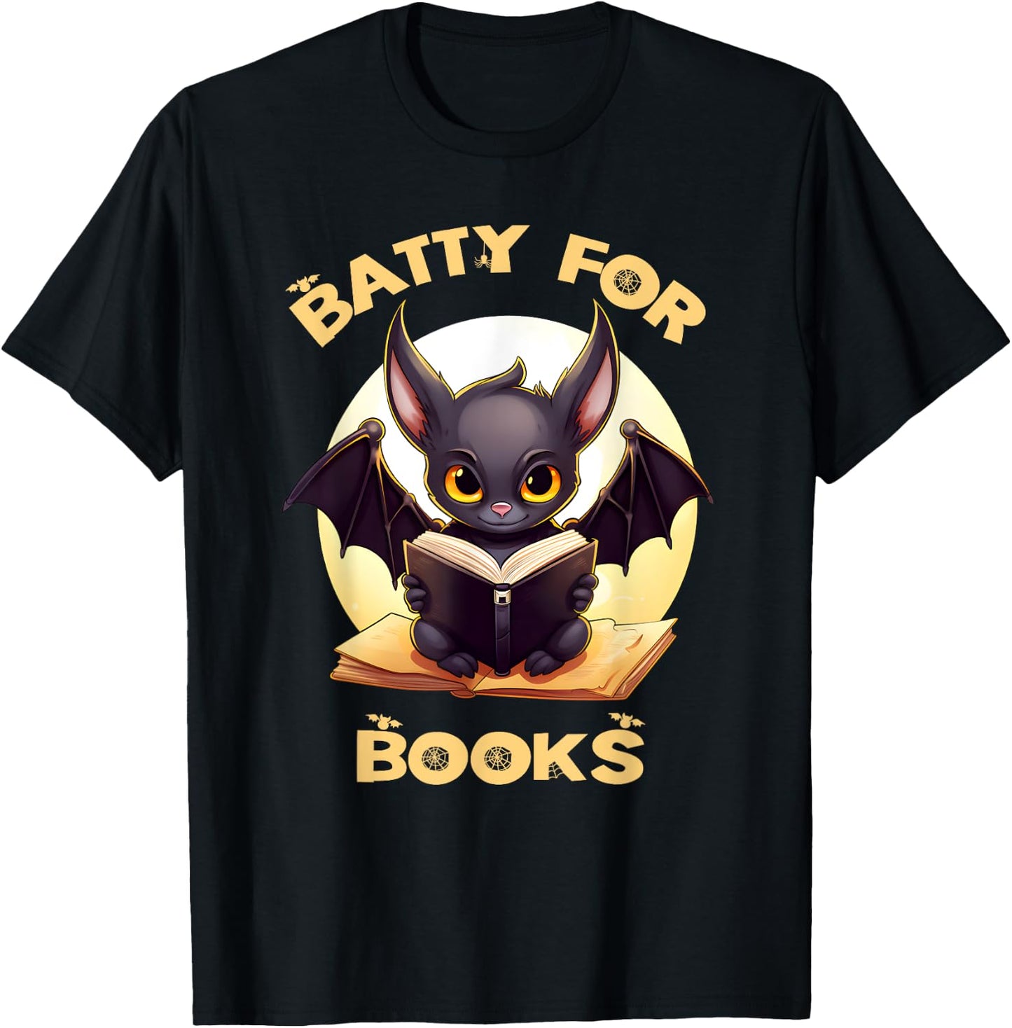 Batty Book Lover Teacher School Librarian Bookish Halloween T-Shirt - T-Shirt | Black