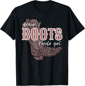 Denims and Boots kinda gals, country western farm boho Teen T-Shirt - T-Shirt | Black
