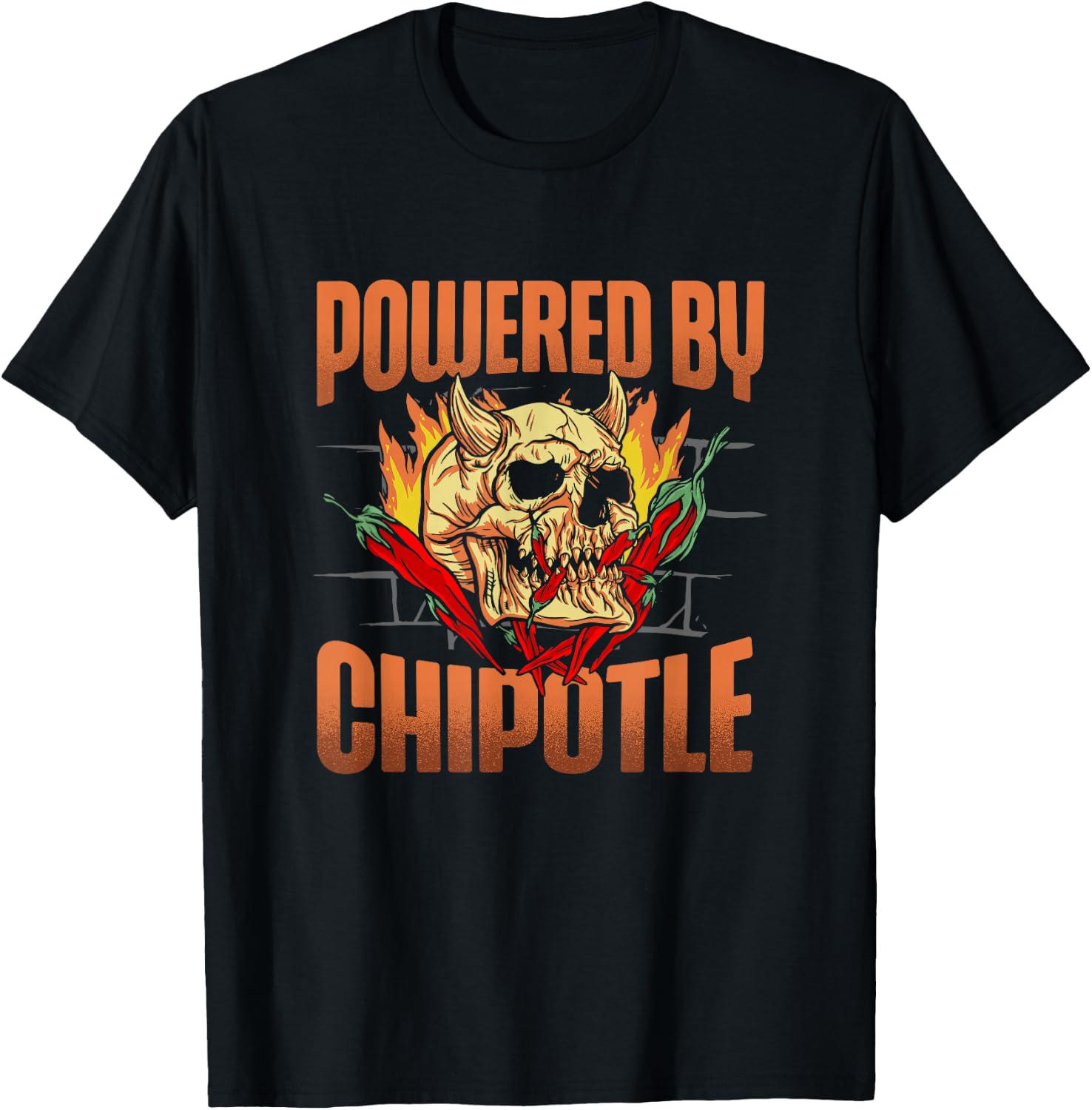 Powered By Chipotle Spicy Food Flavor Seasoning T-Shirt - T-Shirt | Black