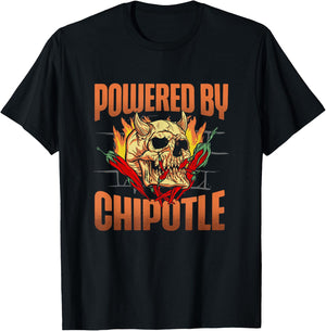 Powered By Chipotle Spicy Food Flavor Seasoning T-Shirt - T-Shirt | Black