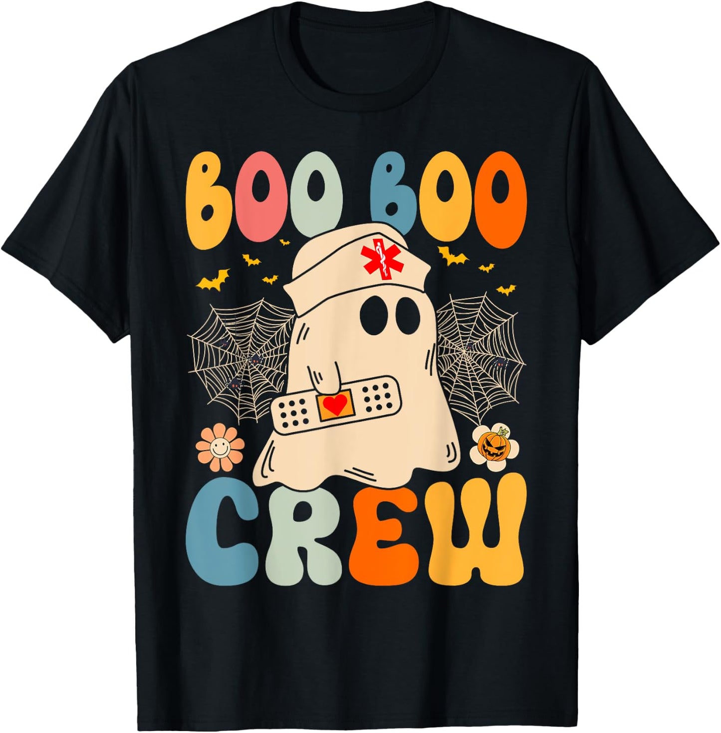 Groovy Boo Boo Crew Nurse Funny Ghost Halloween Nurse Women T-Shirt - T-Shirt | Black