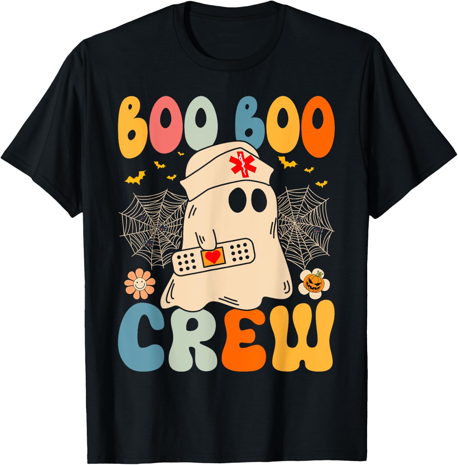 Groovy Boo Boo Crew Nurse Funny Ghost Halloween Nurse Women T-Shirt - T-Shirt | Black