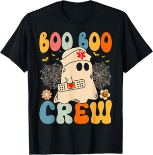 Groovy Boo Boo Crew Nurse Funny Ghost Halloween Nurse Women T-Shirt - T-Shirt | Black