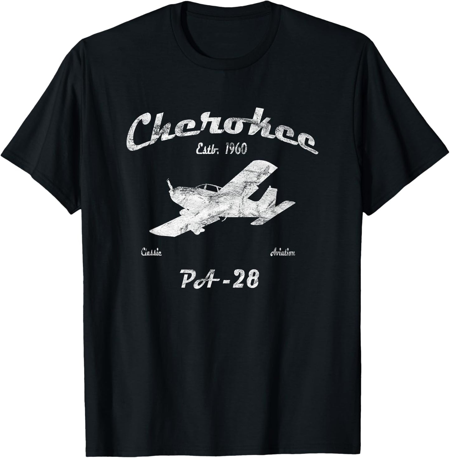 PA28 Cherokee Airplane "Since 1960" Classic Aviation Pilot T-Shirt - T-Shirt | Black