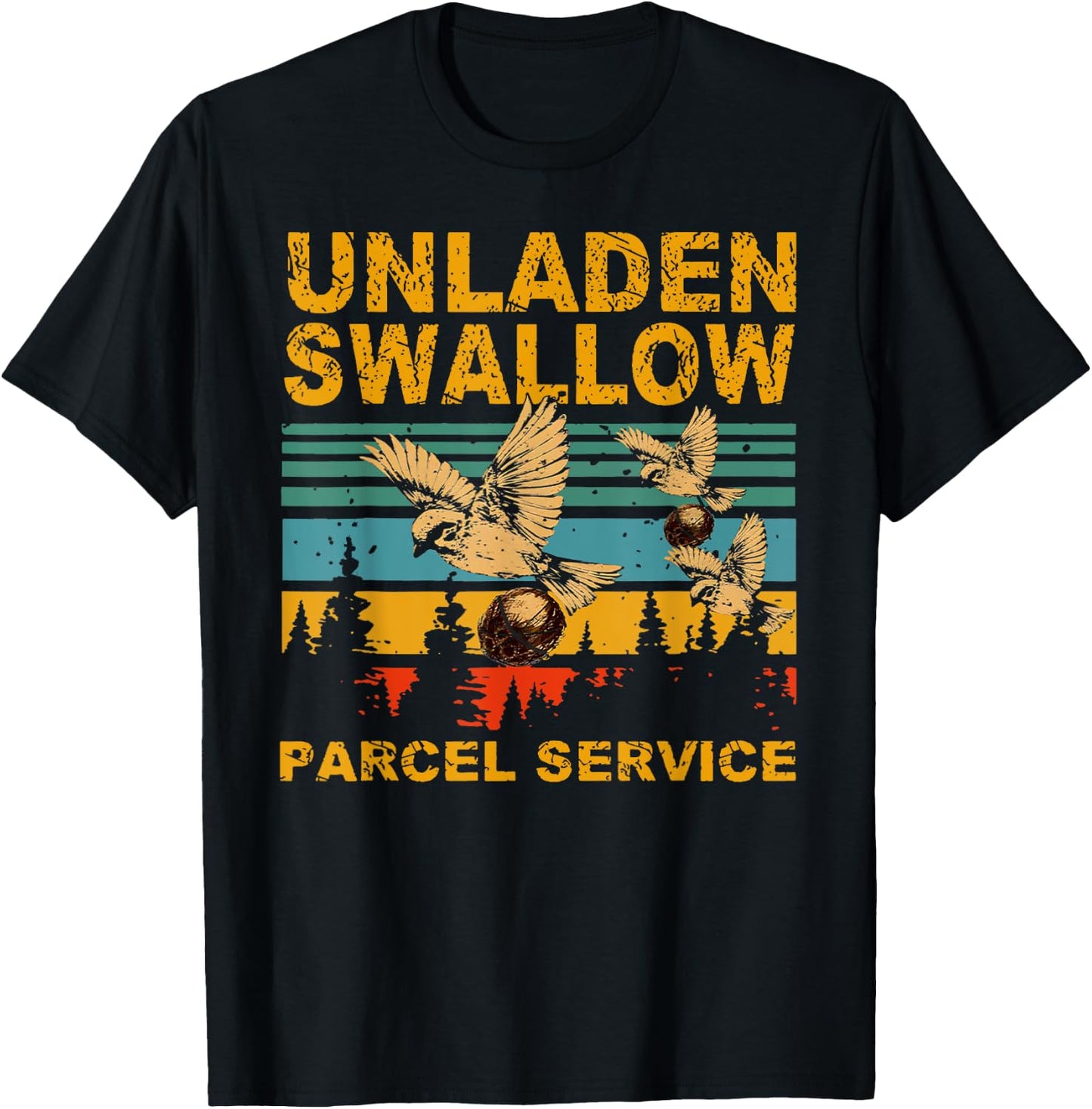 Unladen Swallow Parcel Service Cute Pigeon Migratory Bird T-Shirt - T-Shirt | Black