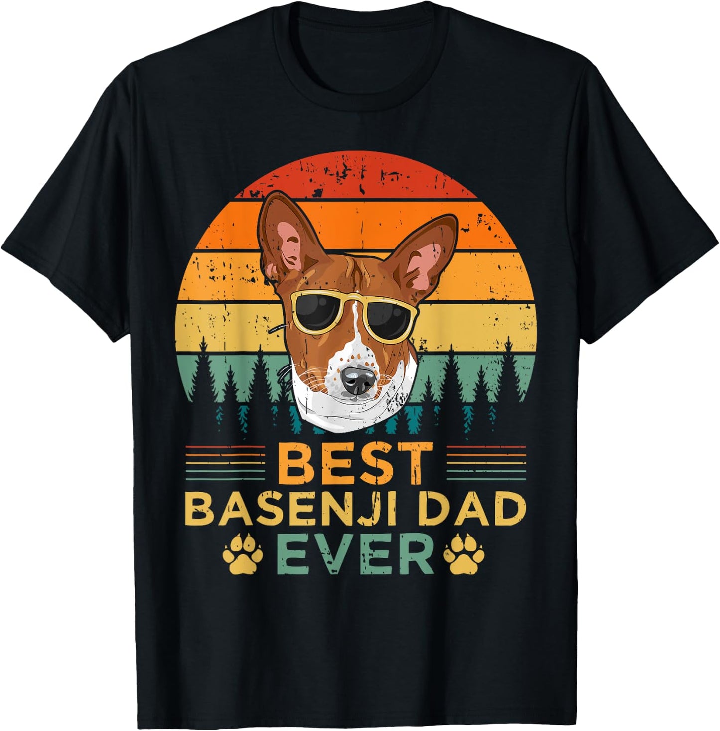 Retro Style Best Basenji Dad Ever Father's Day T-Shirt - T-Shirt | Black