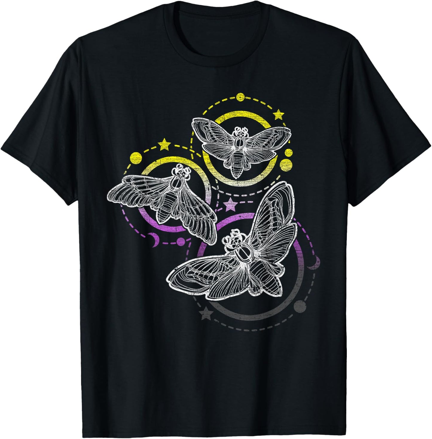 Nonbinary Flag Colors, Occult Butterflies T-Shirt - T-Shirt | Black