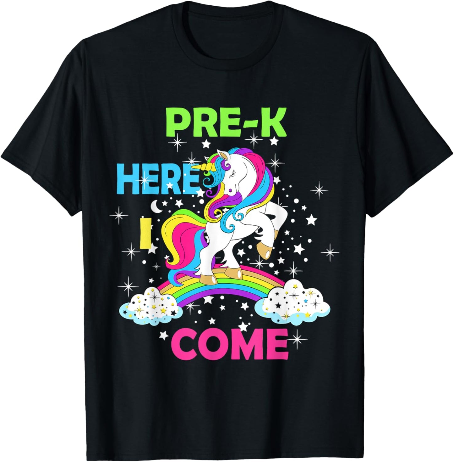 Look Out Pre k Here I Come Girl Unicorn Preschool Prek T-Shirt - T-Shirt | Black