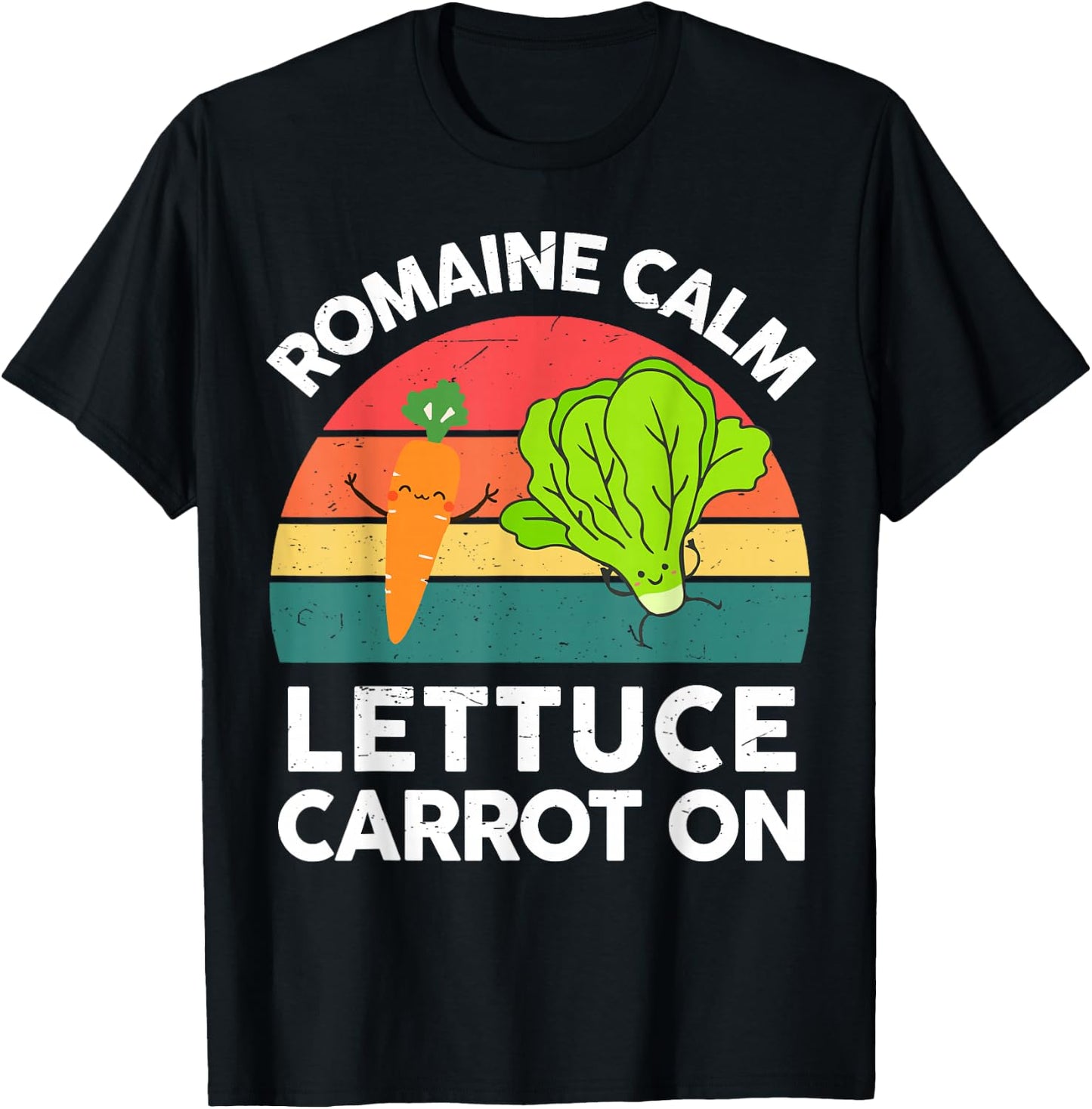 Funny Vegan Romaine Calm Lettuce Carrot On Garden Vegetable T-Shirt - T-Shirt | Black