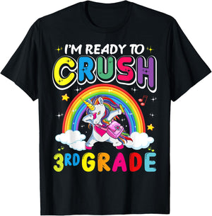 I'm Ready To Crush 3rd Grade Unicorn Girls Back To School T-Shirt - T-Shirt | Black