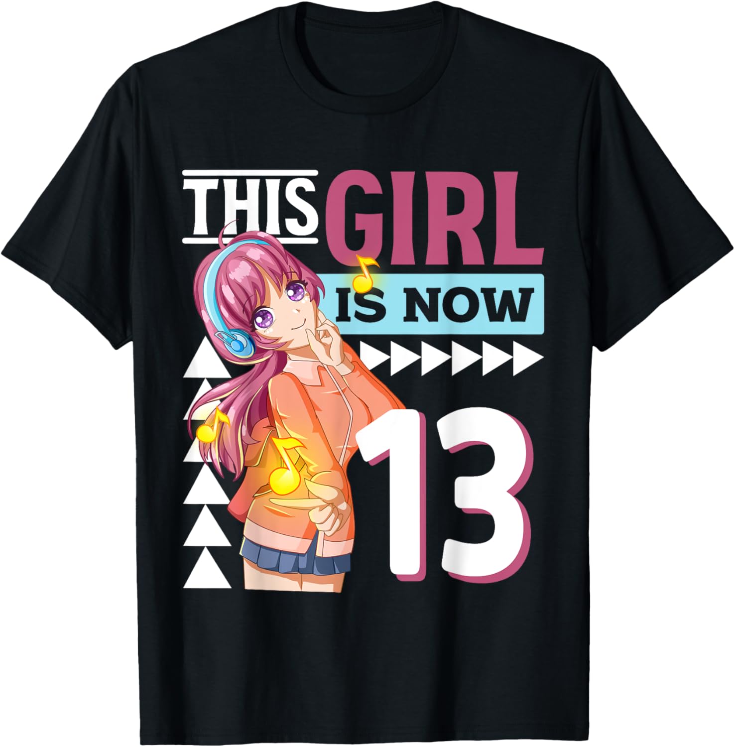 This Anime Girl Is Now 13 Years Old Anime 13 th Birthday T-Shirt - T-Shirt | Black