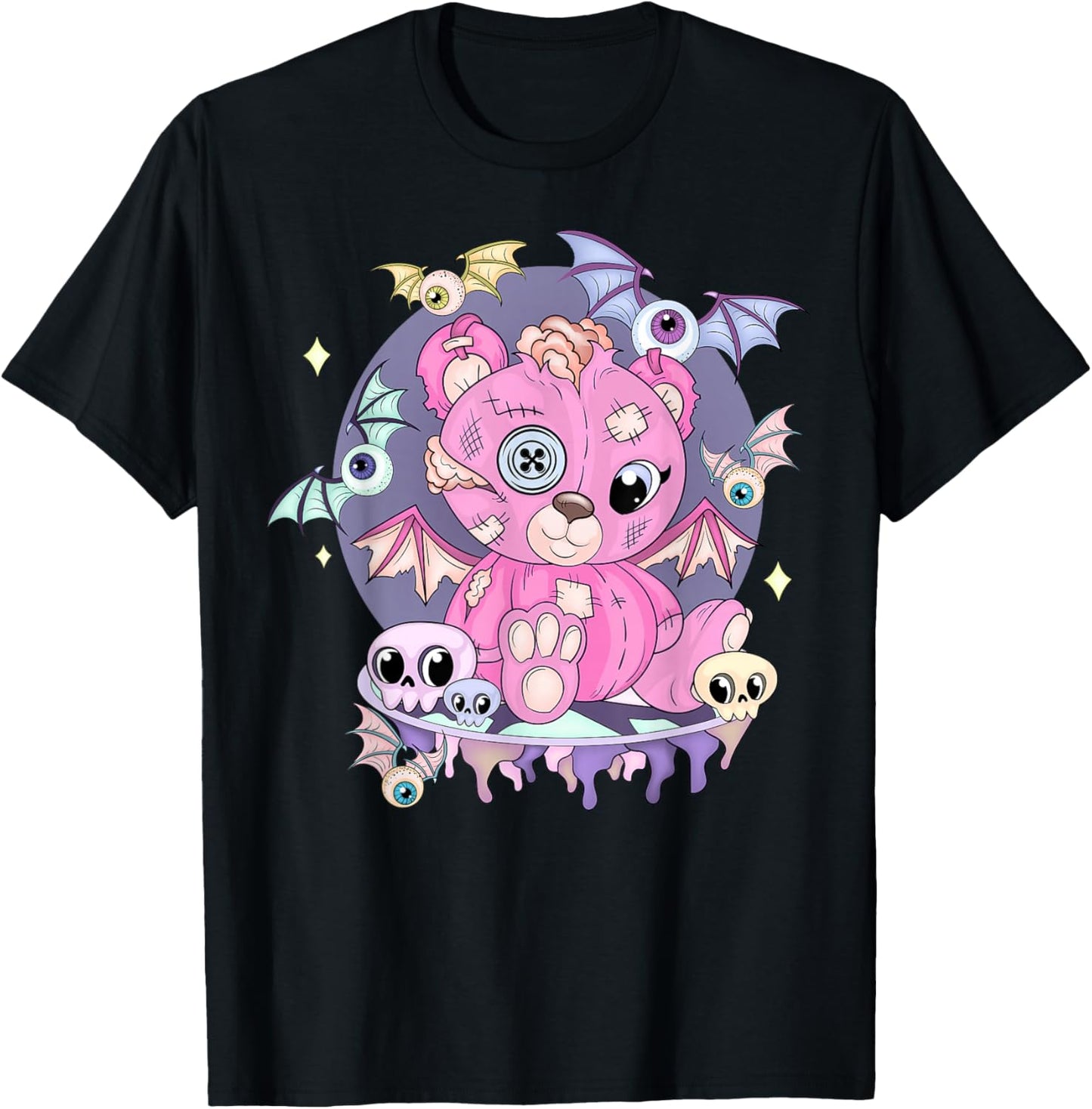 Pastel Goth Cute Creepy Teddy Bear Japanese Kawaii Menhera T-Shirt - T-Shirt | Black