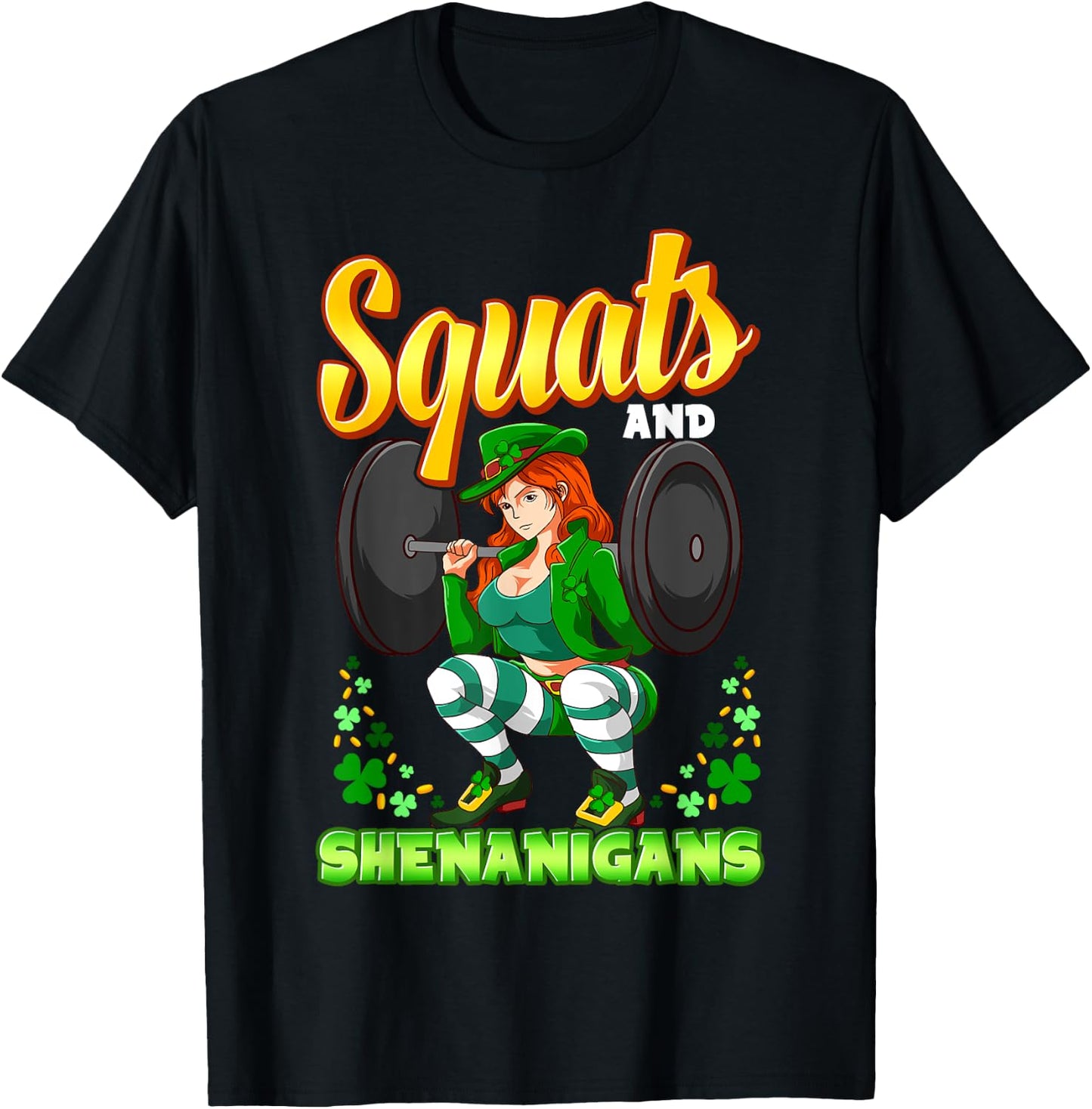 Squats And Shenanigans St. Patrick's Day Fitness Gym Workout T-Shirt - T-Shirt | Black