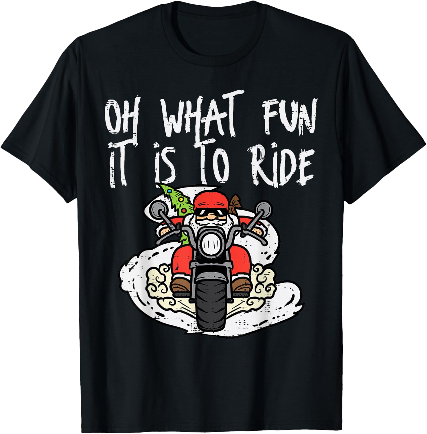Christmas What Fun Is To Ride Biker Santa Xmas Men Boys Kids T-Shirt - T-Shirt | Black
