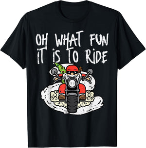 Christmas What Fun Is To Ride Biker Santa Xmas Men Boys Kids T-Shirt - T-Shirt | Black