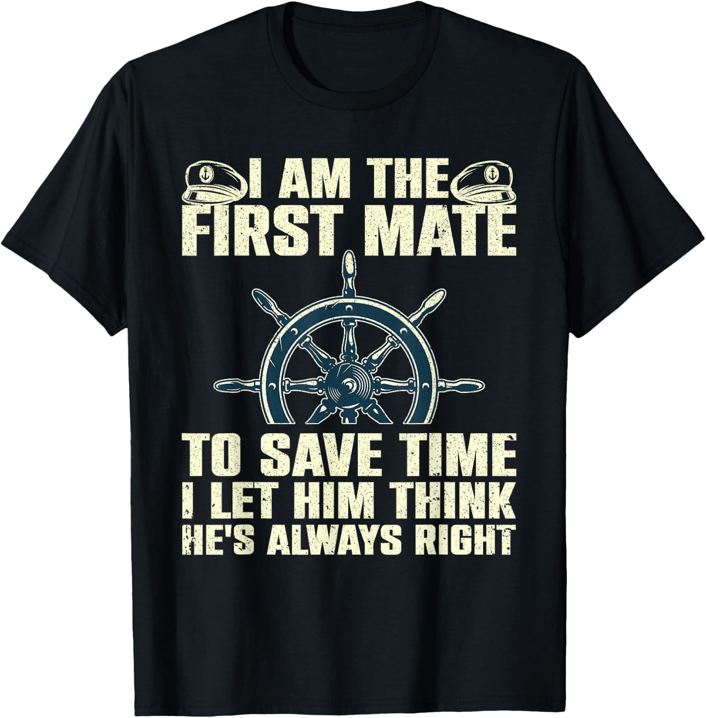 Funny First Mate Women Pontoon Boat Captain Boating T-Shirt - T-Shirt | Black