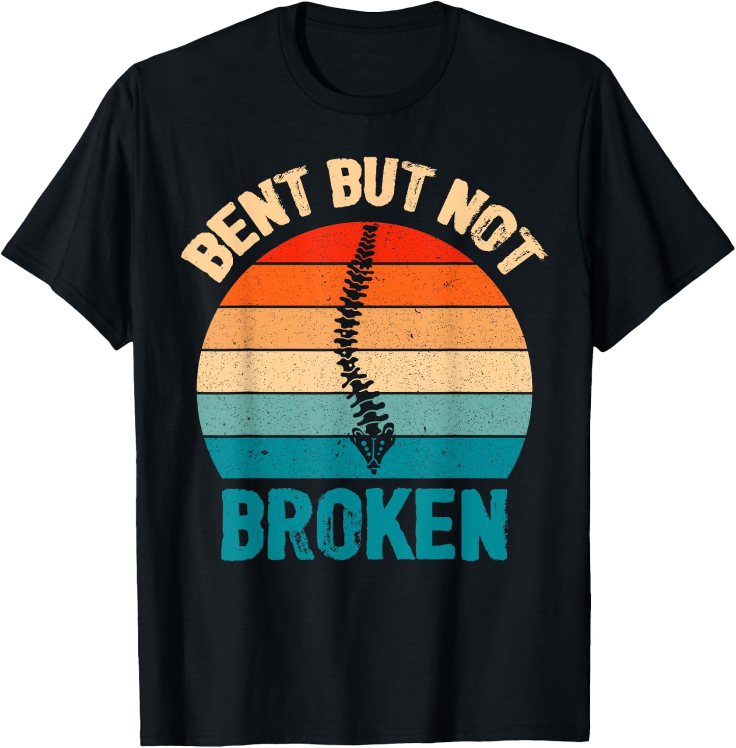 Bent Not Broken Retro Scoliosis Awareness Recovery Novelty T-Shirt - T-Shirt | Black