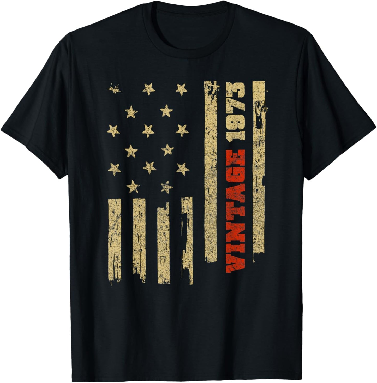 Vintage 1973 Old Glory American Flag 50th Birthday Women Men T-Shirt - T-Shirt | Black